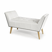 PANCA IN SIMILPELLE CON GAMBE LEGNO 117 X 40 X 60 CM IN COLORE BIANCO