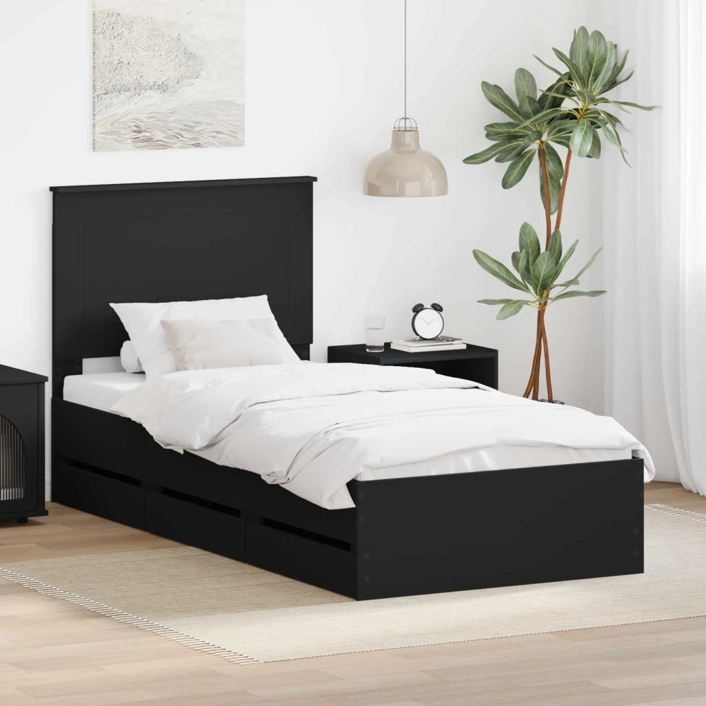 Struttura del letto Nero 75 x 190 cm Legno Ingegnerizzato