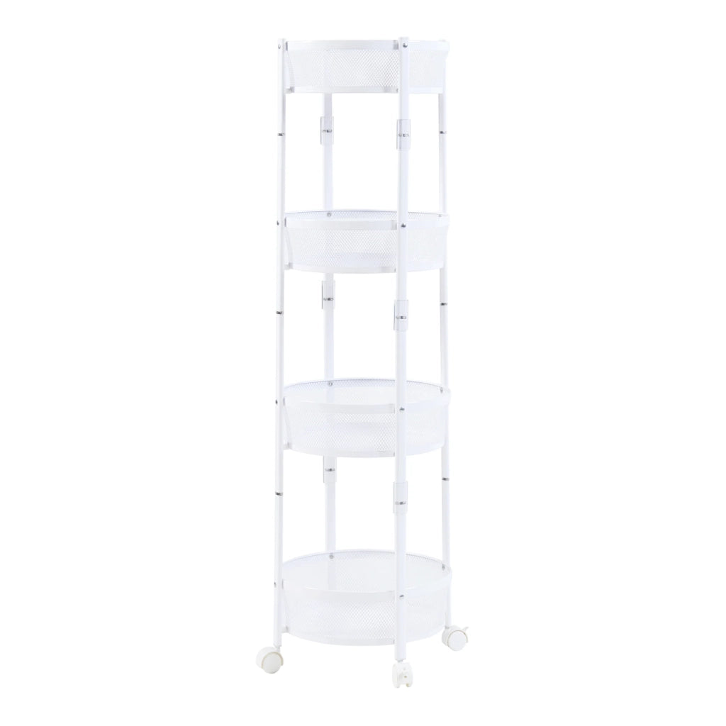 Carrello di servizio mobile contenitore per cucina/soggiorno con 4 ripiani in acciaio 123 x 38 cm bianco 03_0009258
