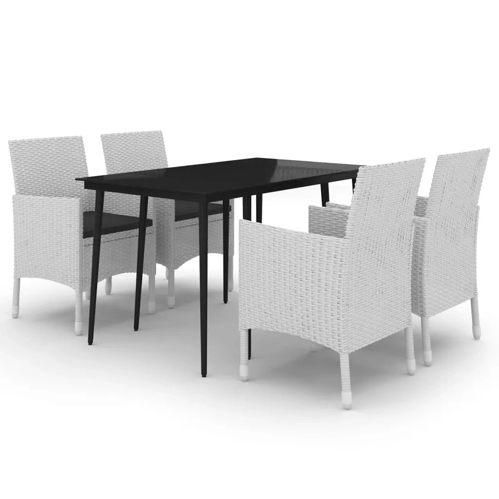 Set da Pranzo per Giardino 5 pz con Cuscini Polyrattan e Vetro cod mxl 71966