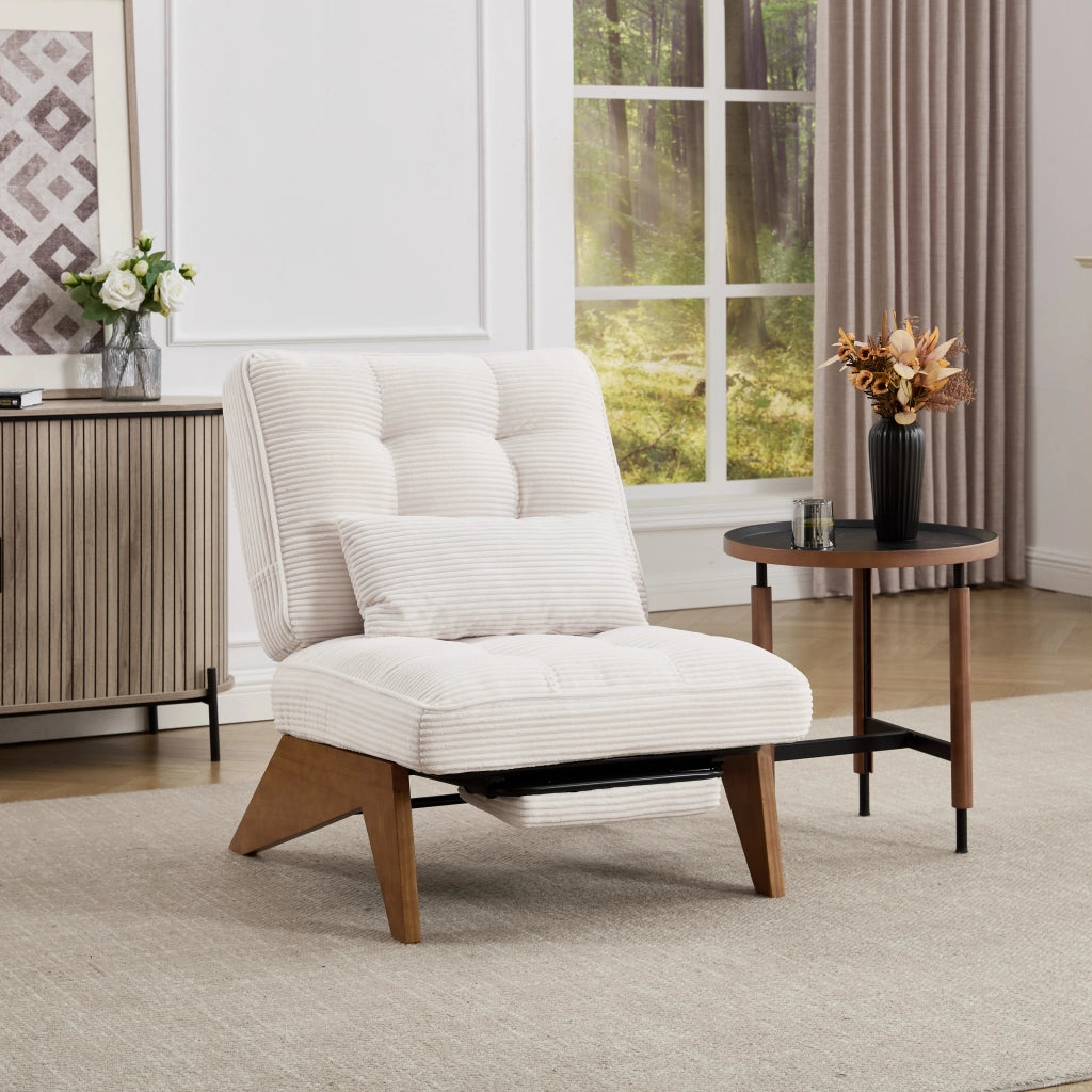 Poltrona Lounge Reclinabile con Poggiapiedi ¨C MINIMAL ¨C Tessuto, Cuscino Lombare, Gambe in Legno