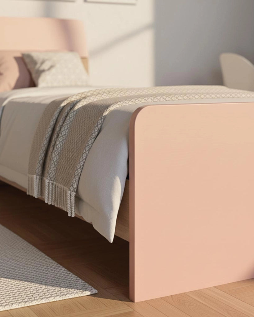 Letto Comby con fascioni e pediera - Letto singolo 87 x 197 - Struttura Virginia e rosa - Rete e materasso esclusi_