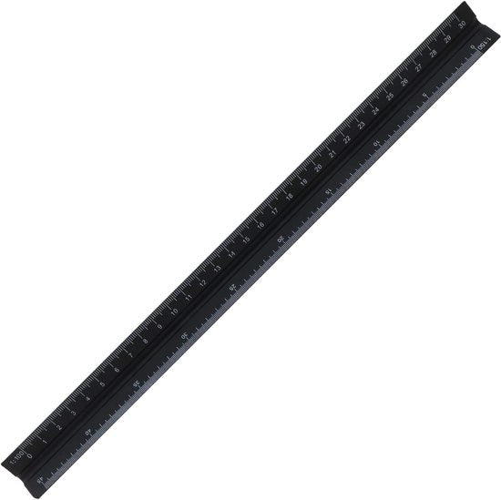 Regolatore di scala a tre angoli - 30 cm alluminio - nero - ideale per architetti
