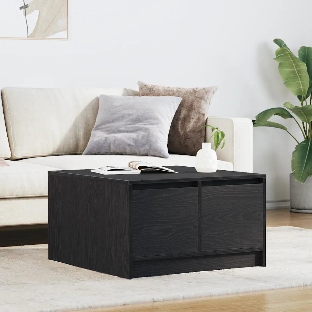 vidaXL Tavolino da Salotto con Cassetti Rovere Nero 70,5x70x40 cm