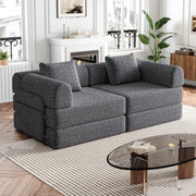 DIVANO LETTO 2-in-1 con vano bracciolo, Chenille Grigio
