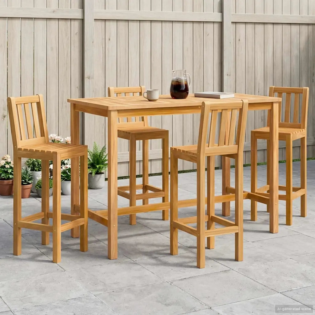 Set Bar da Esterno 5 pcs Naturale Legno di teak solido 3422501