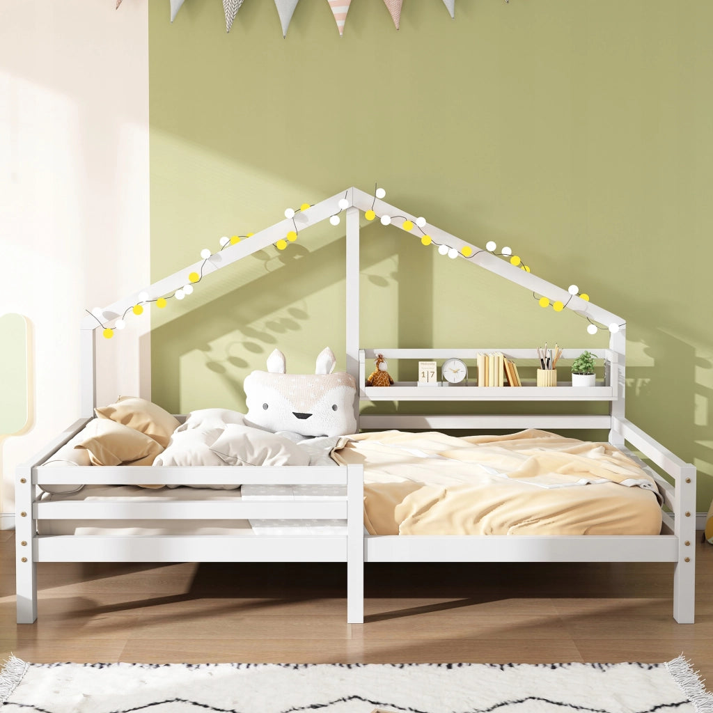 Letto singolo 90x200 bianco con scaffale - Xylo