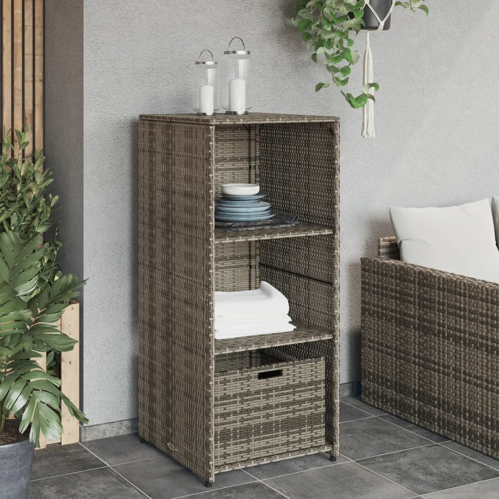 Armadietto Portaoggetti Giardino Grigio 50x55x115cm Polyrattan CFW9912704