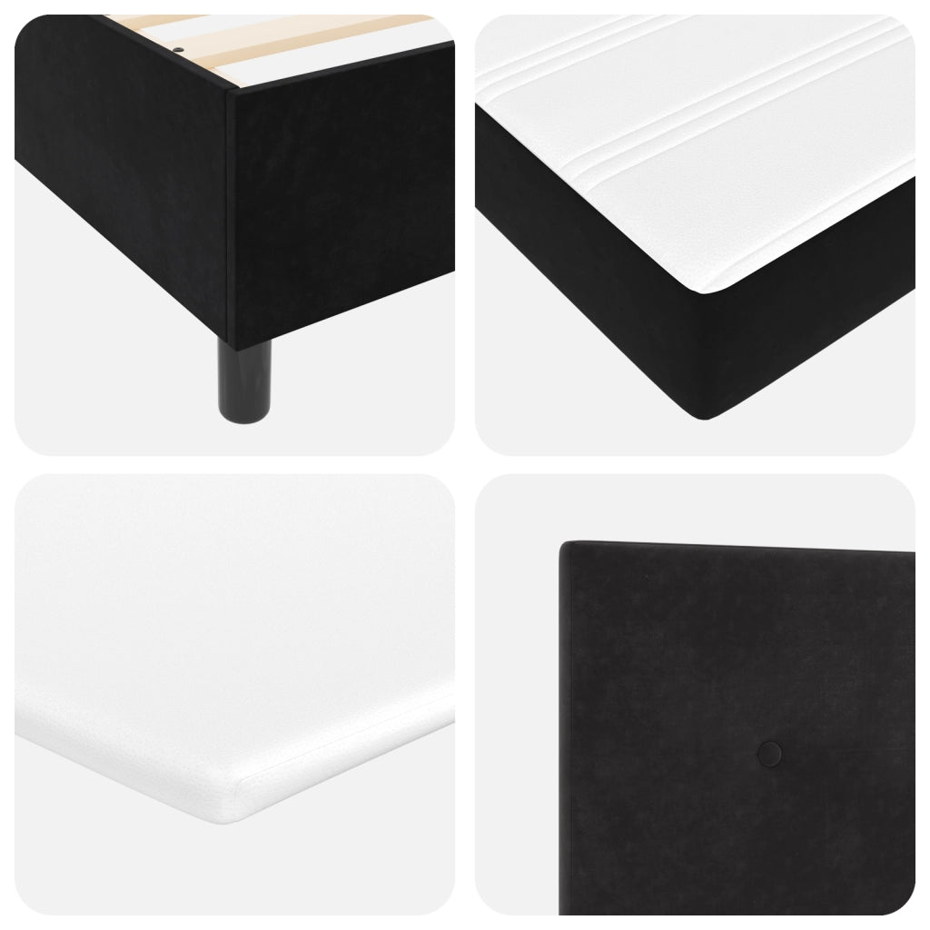Letto Box Spring con Materasso Nero 200x200 cm Velluto