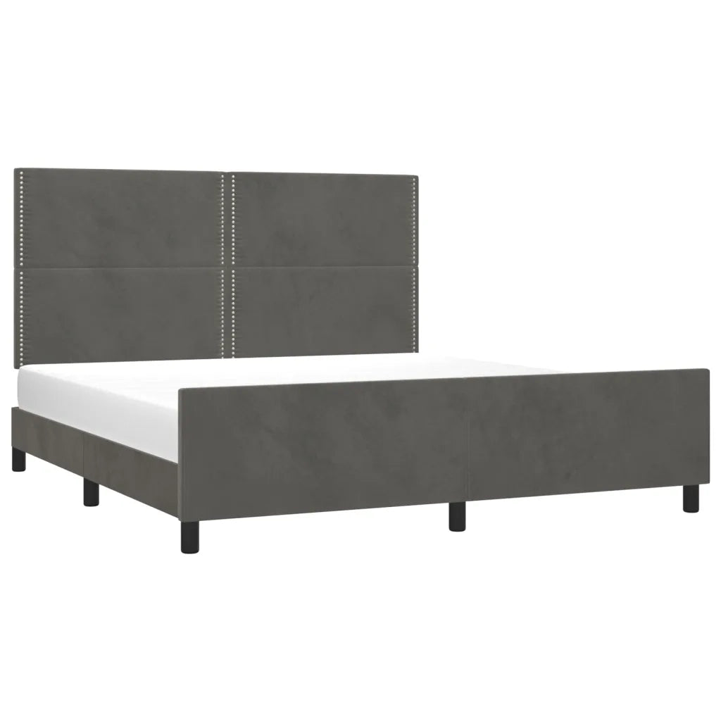 Giroletto con Testiera-Struttura Letto con testiera Grigio Scuro 180x200 cm in Velluto 324325
