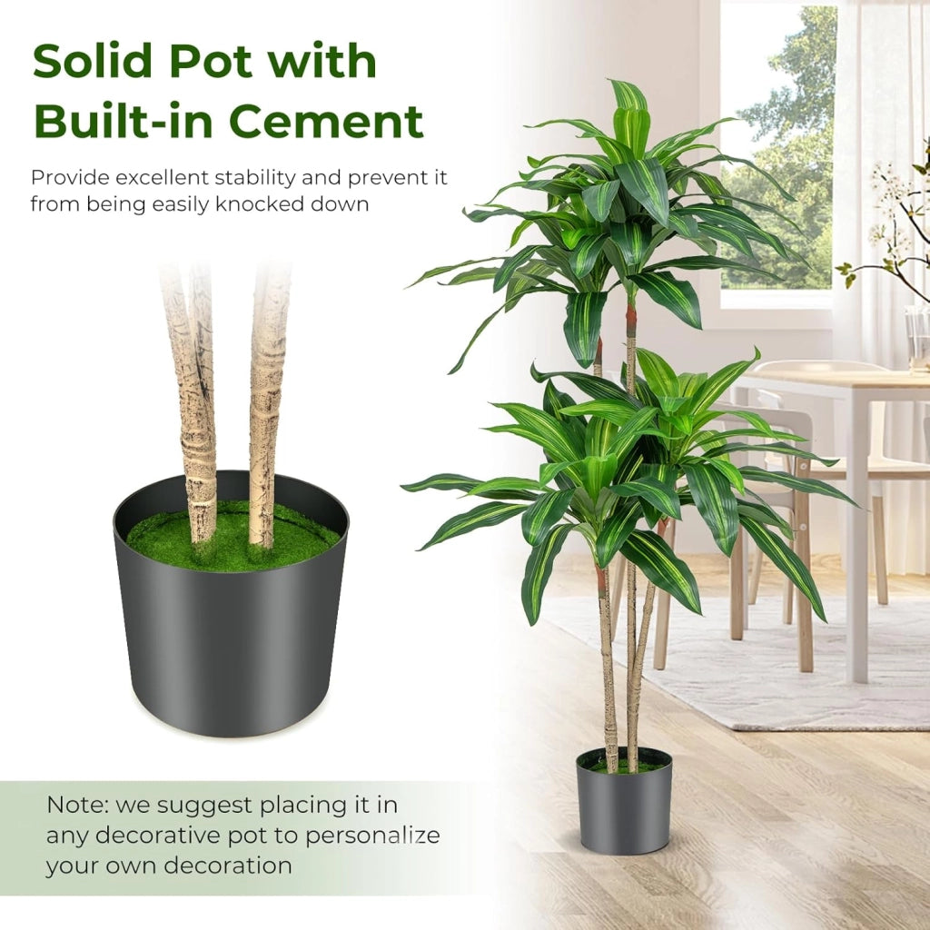 Pianta artificiale in vaso 140 cm di altezza, pianta finta decorativa in 92 foglie con vaso riempito di cemento, albero artificiale in aspetto realistico con 4 rami, per soggiorno, ufficio