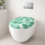 Sedile wc copri vater universale frizionato fantasia in mdf chiusura rallentata *** fantasia piante, confezione 1