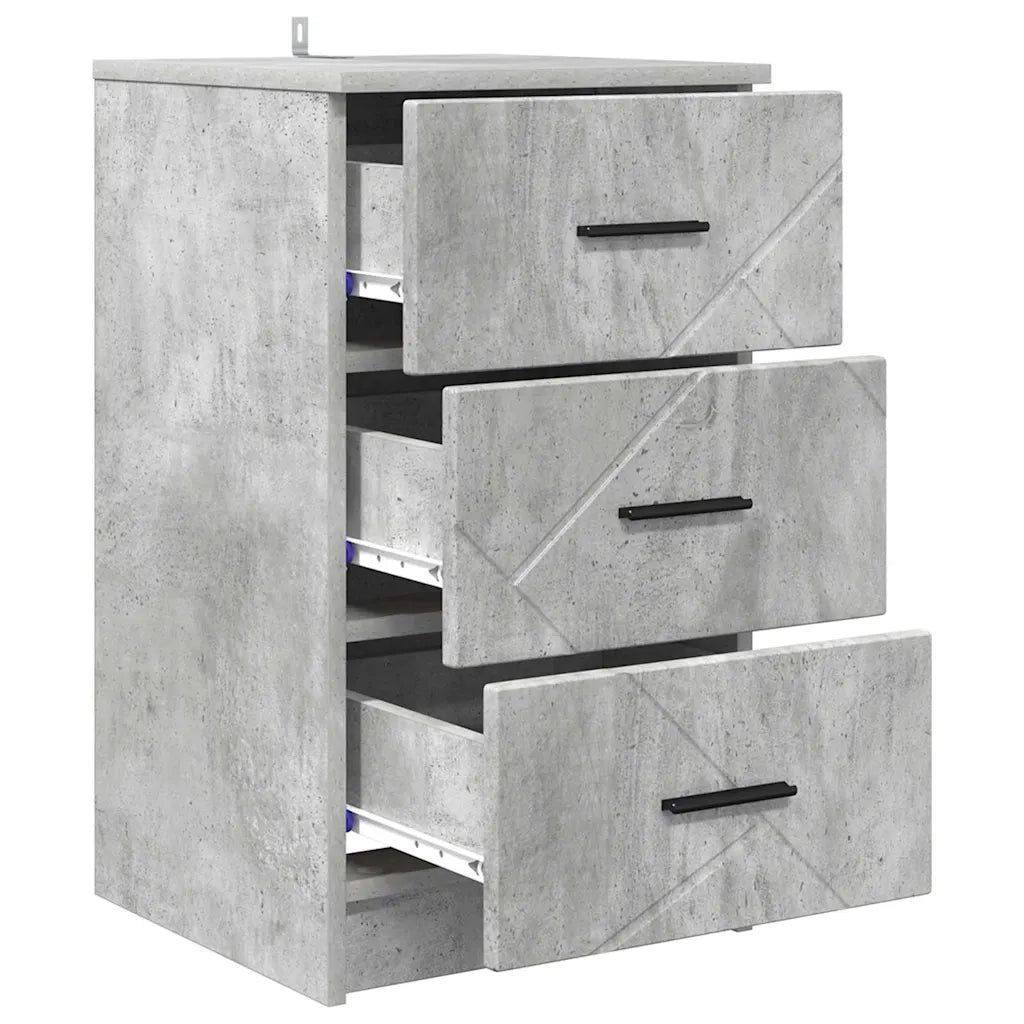 Armadio da Notte con cassetto Grigio cemento 38 x 38 x 66 cm