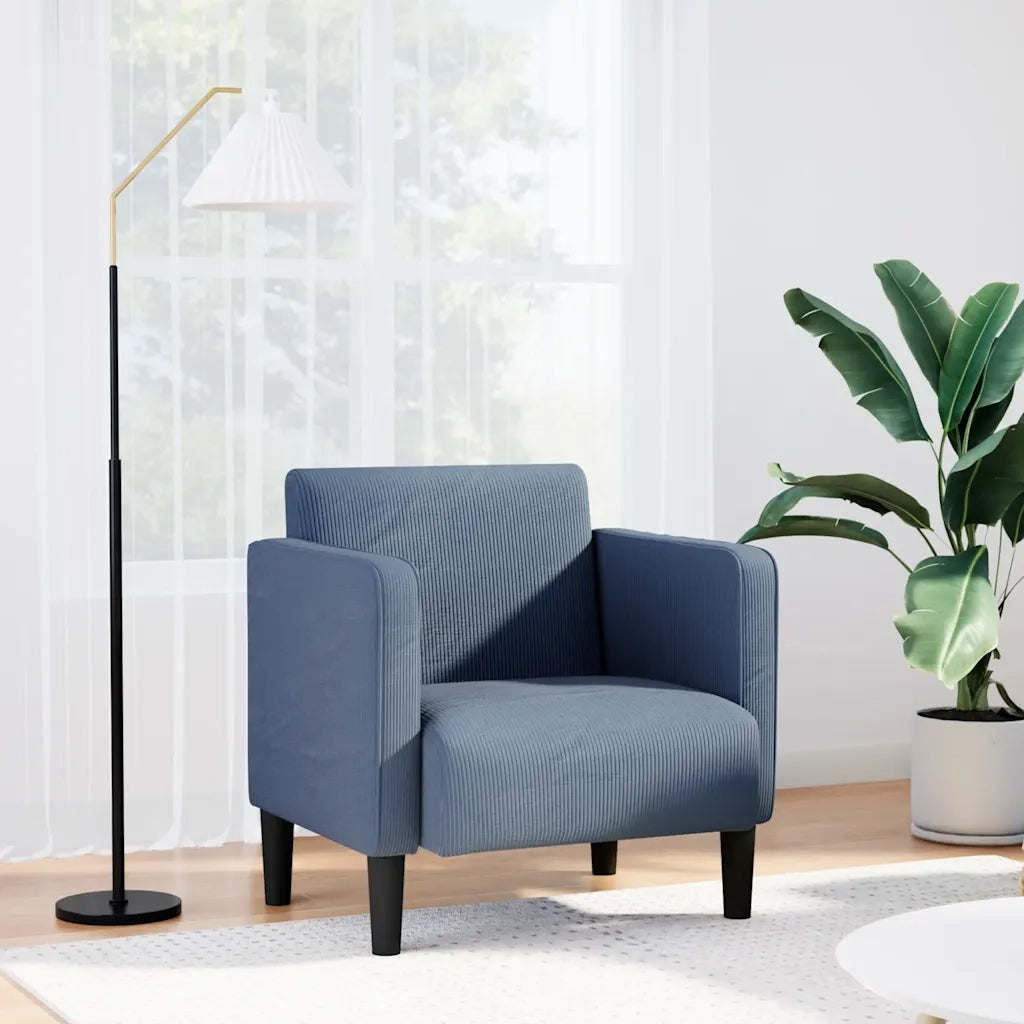Divano Poltrona | Sedia con Braccioli Blu 54 cm Tessuto di velluto a coste