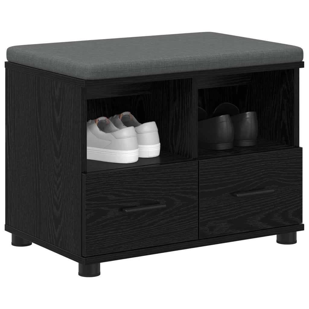Panca per ingresso con cuscino Rovere Nero 60 x 38 x 46 cm