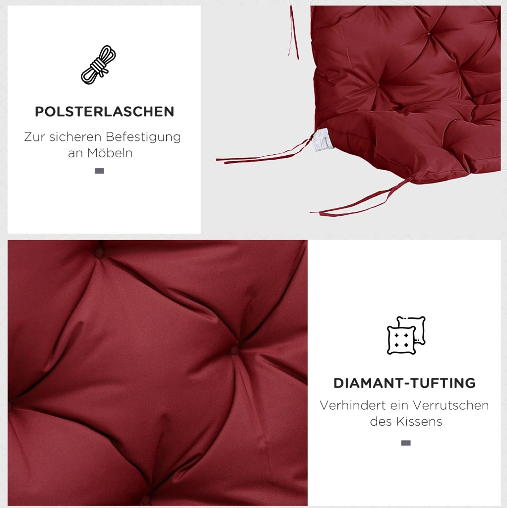 Cuscino per panca 3 posti 150 x 98 x 8 cm in poliestere rosso con schienale