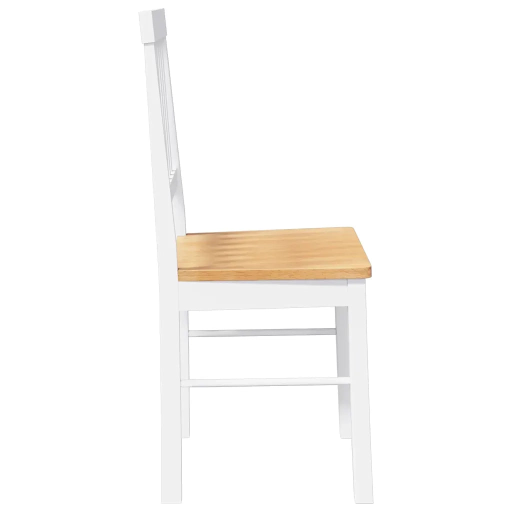 Sedie da Pranzo 2 pz Bianche in Legno Massello di Hevea 4102430