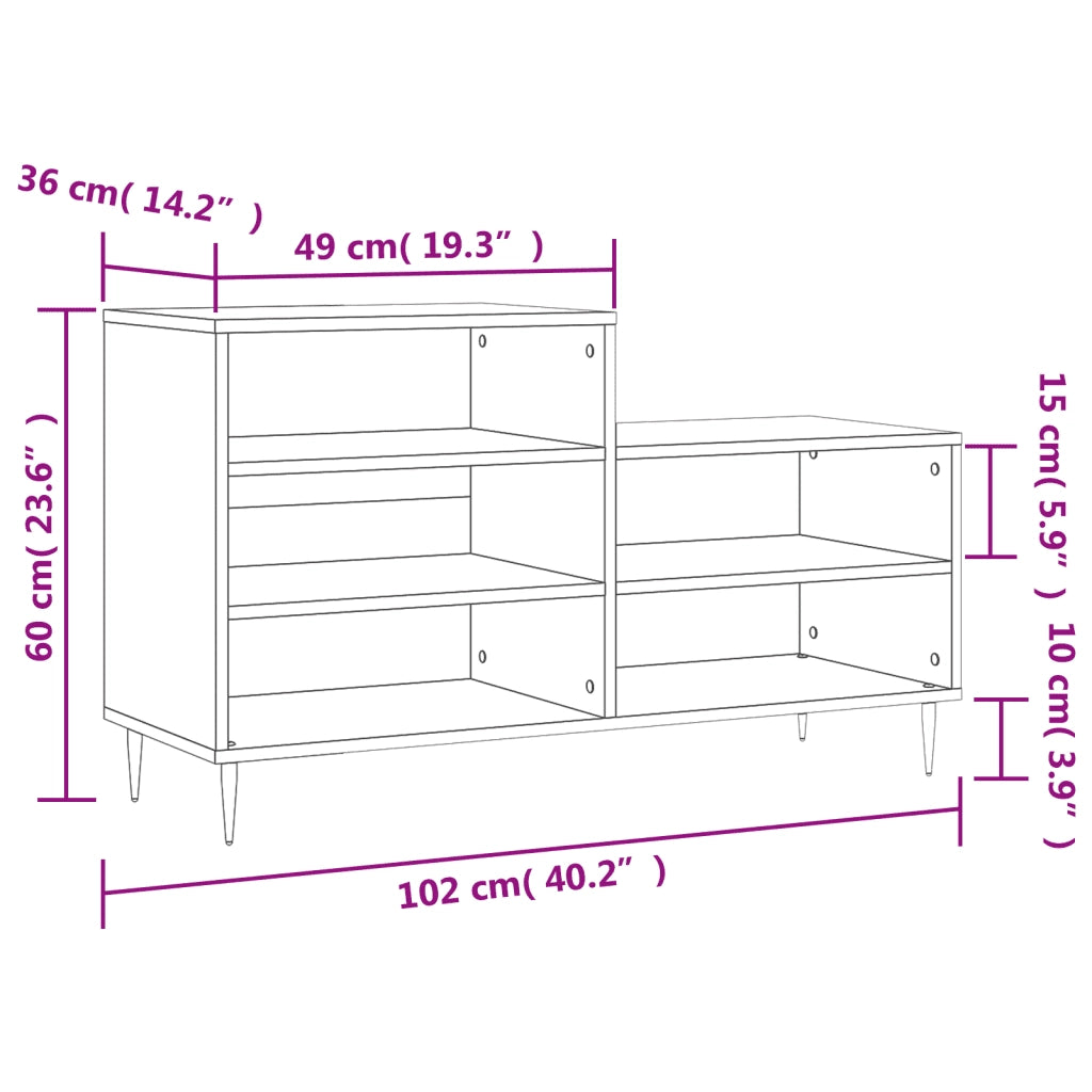Scarpiera Nera 102x36x60 cm in Legno Multistrato 831381