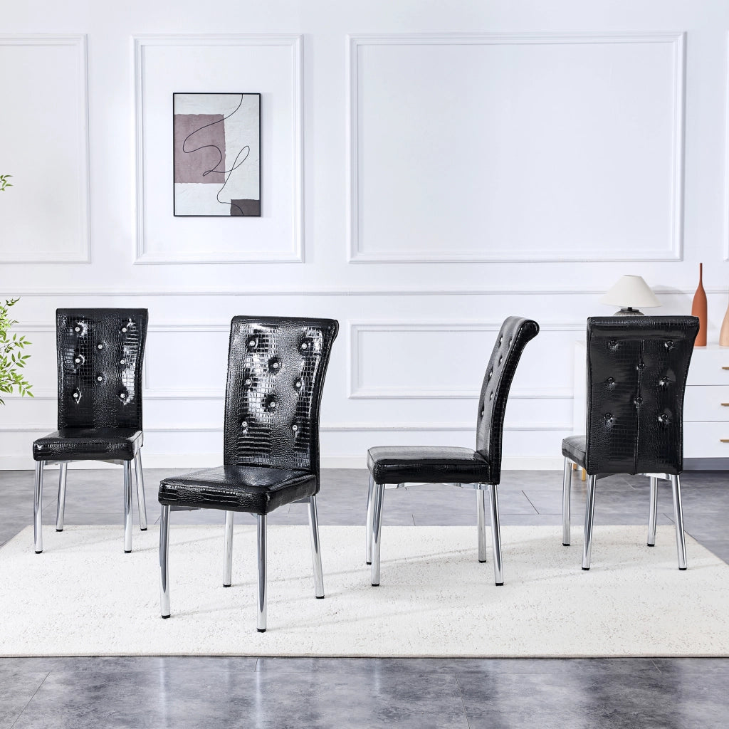 SEDIA DA PRANZO Set da 2 Nero in PVC effetto pelle con gambe in metallo galvanizzato