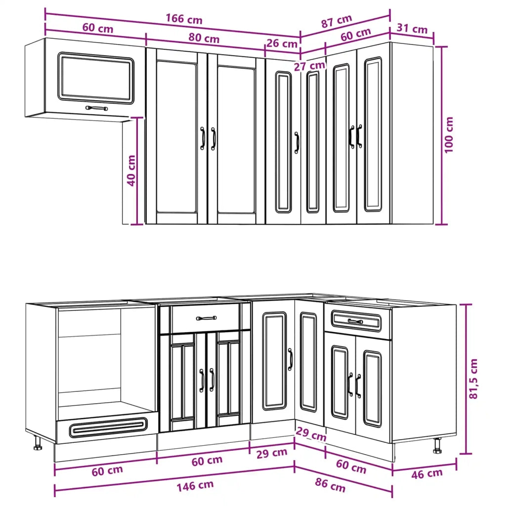 Unità Cucina KALMAR 8 pcs Bianco Legno ingegnerizzato 3438457