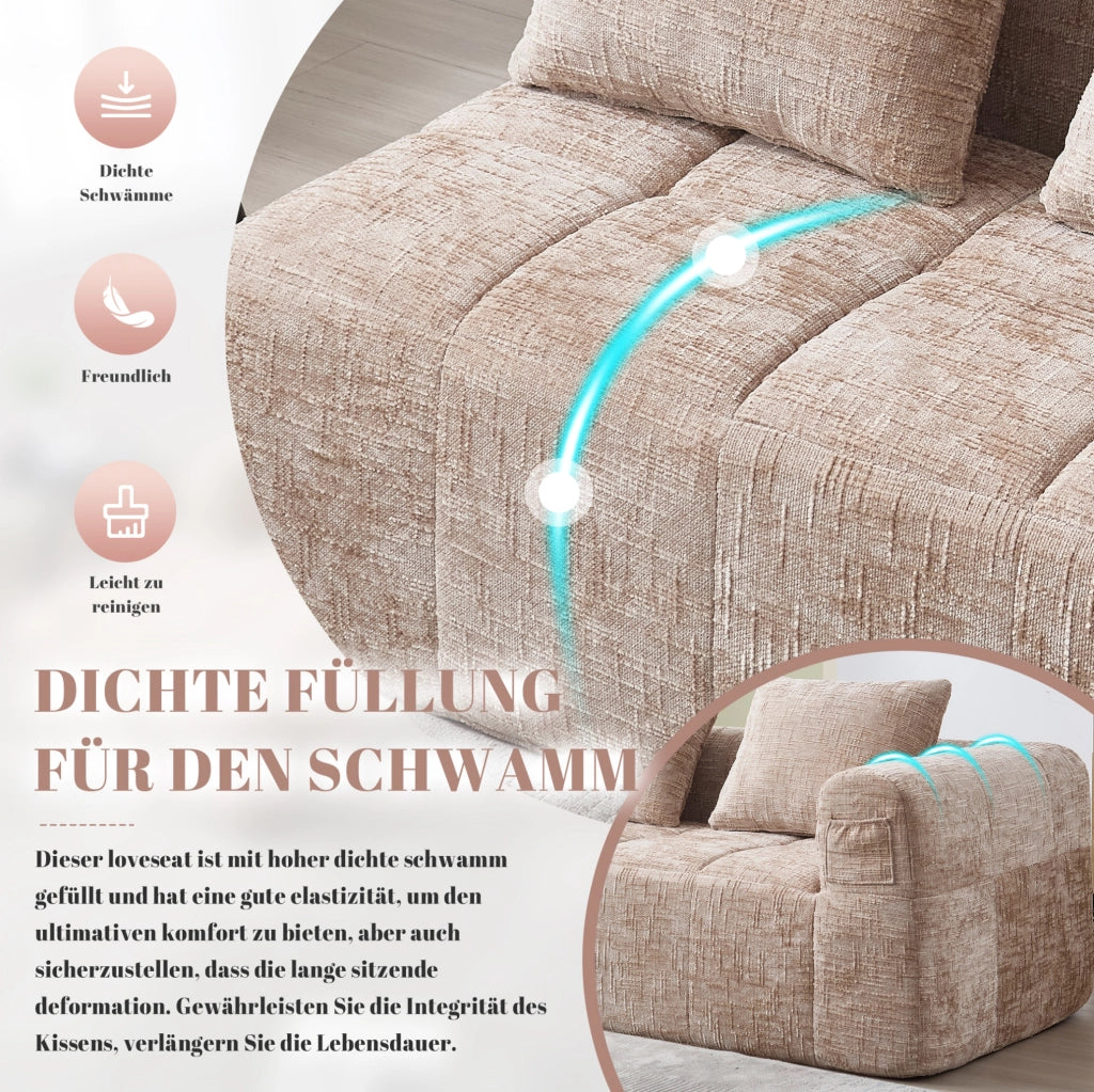 Divano chaise longue in ciniglia khaki con tasche laterali
