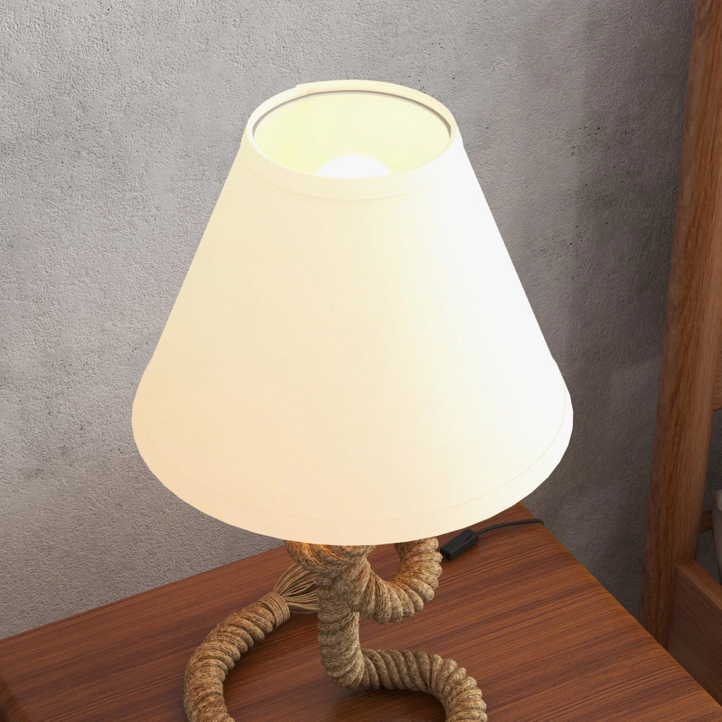 Lampada da Tavolo LED ¨C zephmum ¨C Marrone e Beige, Base Metallo, Tela Lino, ?28x45,5 cm