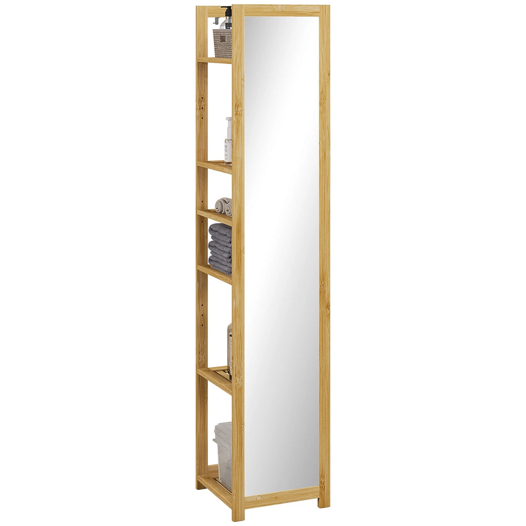 Mobile colonne bagno 6 ripiani in bamb¨´ con specchio ¨C Minimal ¨C 35x35x168 cm