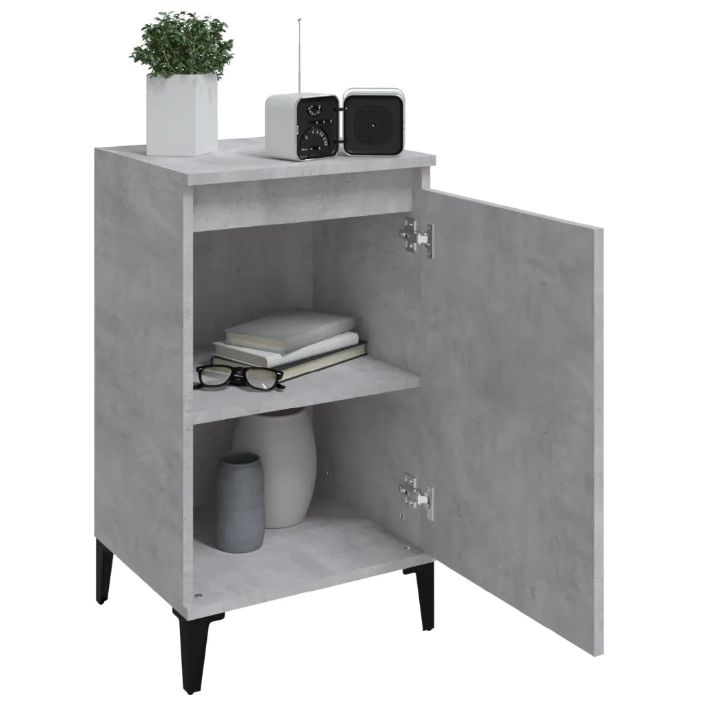 Comodino Grigio Cemento 40x35x70 cm in Legno Multistrato 819652