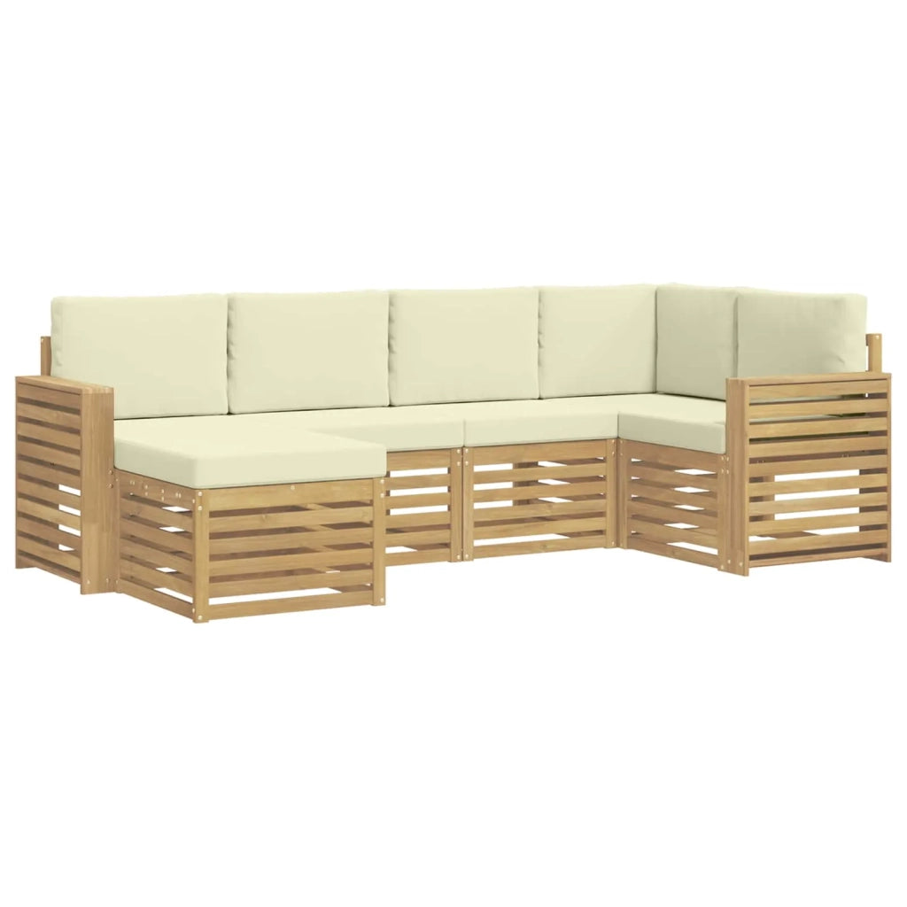Set di divani da esterno 6 pcs Bianco e Crema Poliestere 3392120