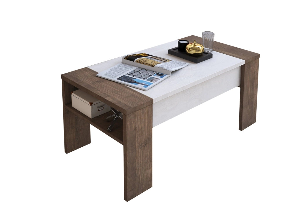 Corallo, Tavolino da Salotto un Vano, 98x50x43h cm Marrone Noce
