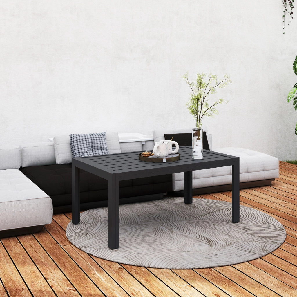 Tavolino da giardino rettangolare ¨C zephmum ¨C 101.5x61x46 cm, grigio, acciaio, legno
