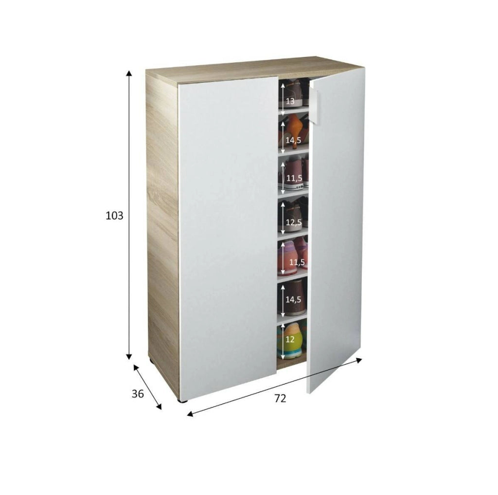 Athenodora, Armadio Multiuso 2 Ante 6 Ripiani, 72x103h cm Marrone Rovere
