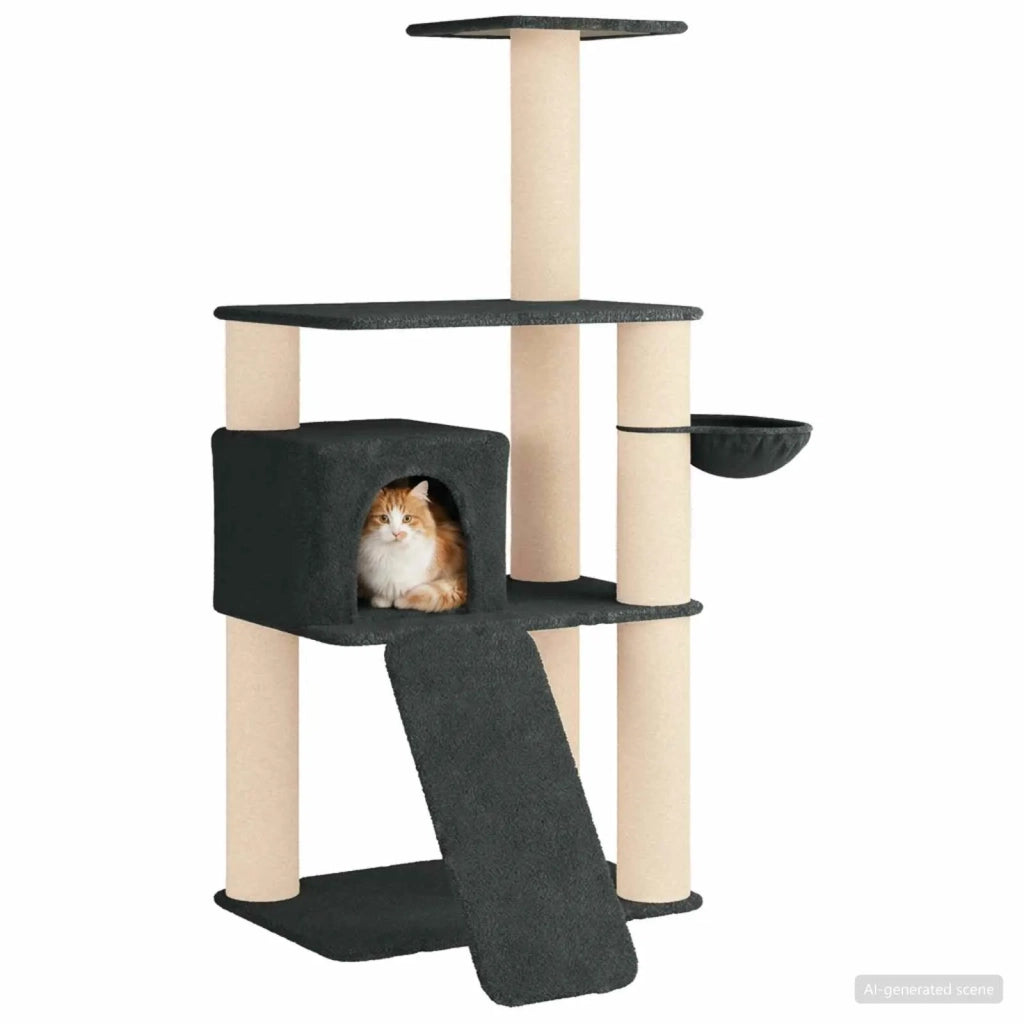 Albero per gatti con pali per graffiare in sisal Grigio Scuro 42033047