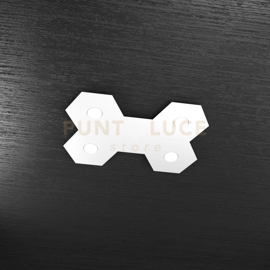 HEXAGON APPLIQUE-PLAFONIERA 4 LUCI + 1 DECORATIVO BIANCO 1142-4L1D-BI