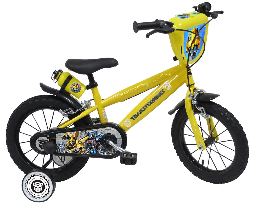 Bicicletta per Bambini 14" Transfromers Freni Caliper e Stabilizzatori in Acciaio Hi-Ten Giallo