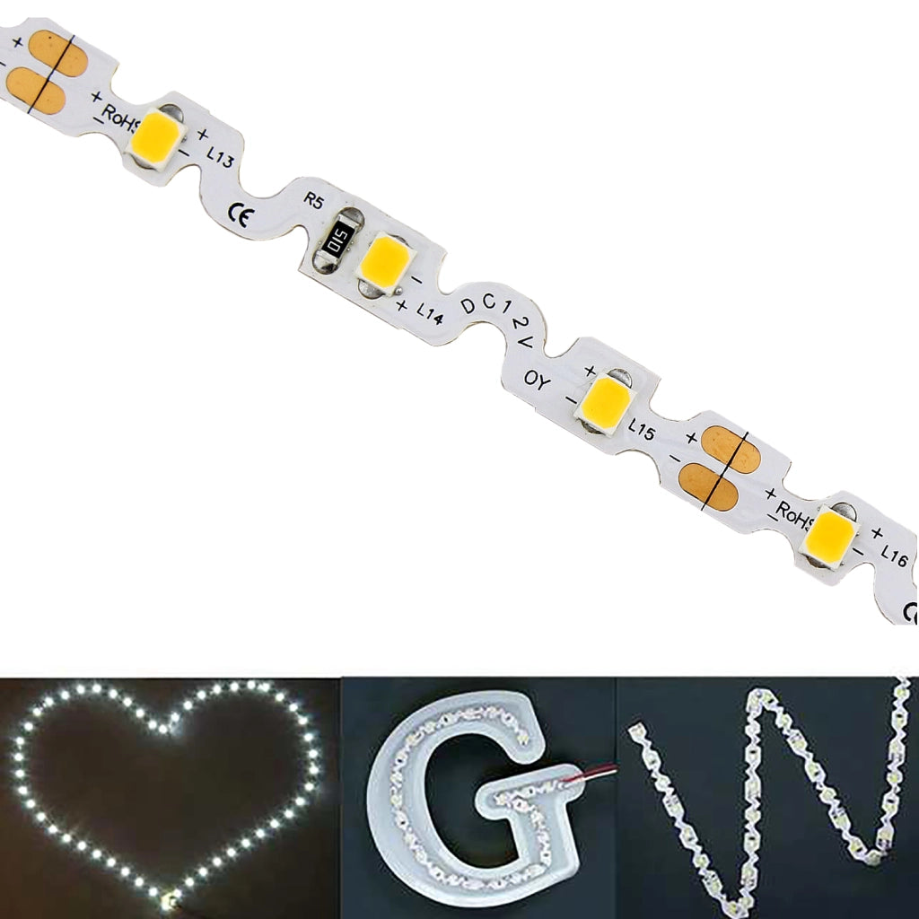 Striscia LED adesiva 40W scritte luminose vetrine pub luce colorata Zig-Zag 12V LUCE 3000K
