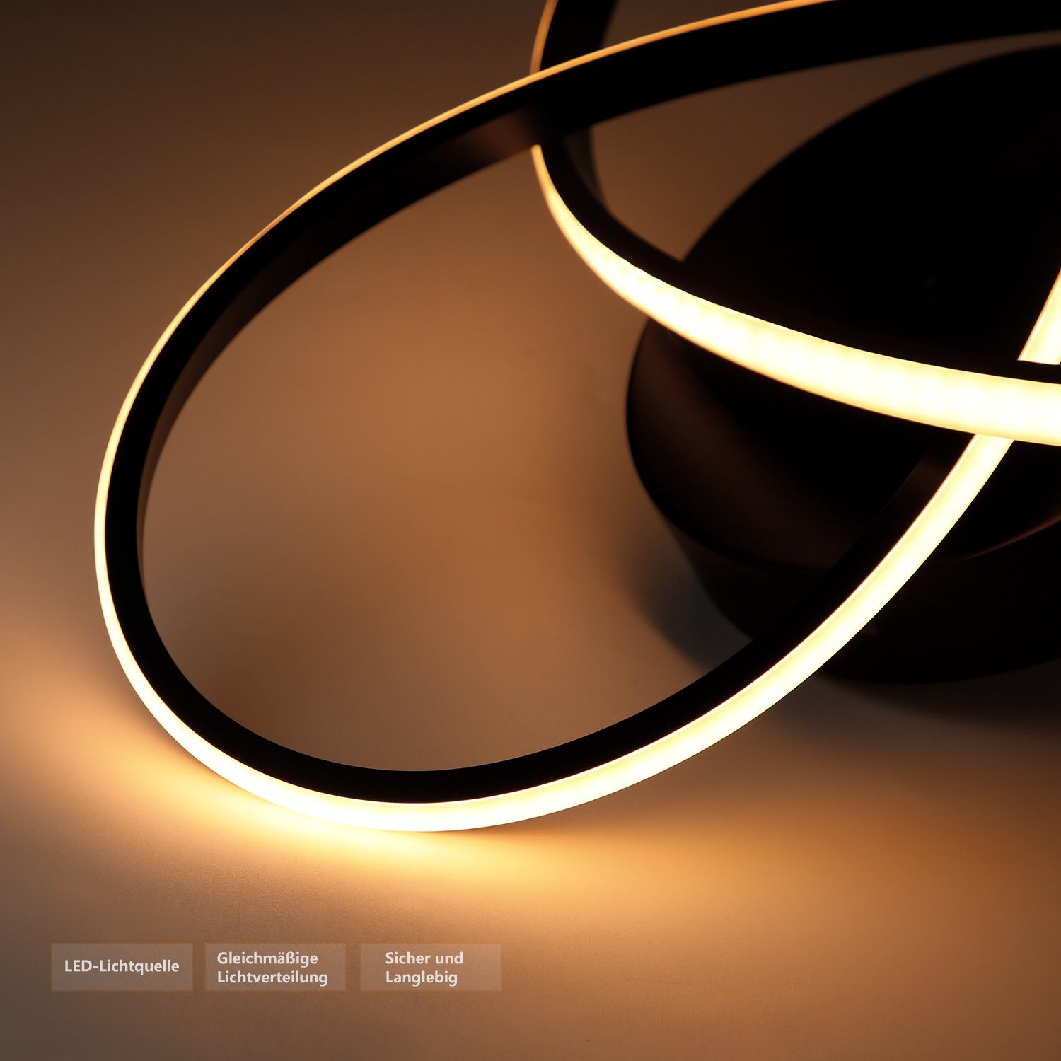 ZMH Lampada da soffitto LED di design nero 40 cm con intensità dimmerabile