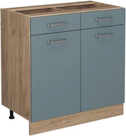 Mobiletto base per cucina R-Line, Grigio-blu, 80 cm senza piano di lavoro, per la libera combinazione all'interno di sistemi cucina modulari