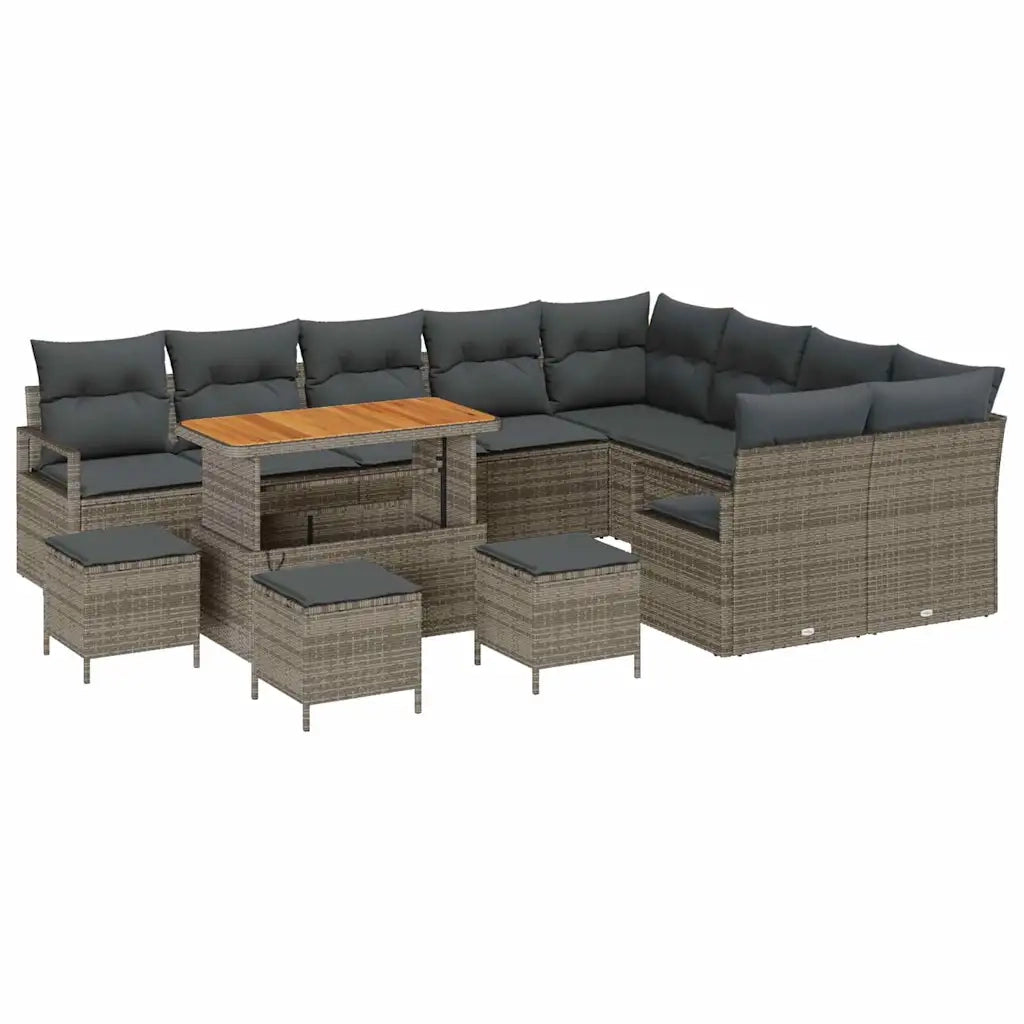 Set Divano da Giardino con cuscino 13 pcs Grigio polyrattan 3362573