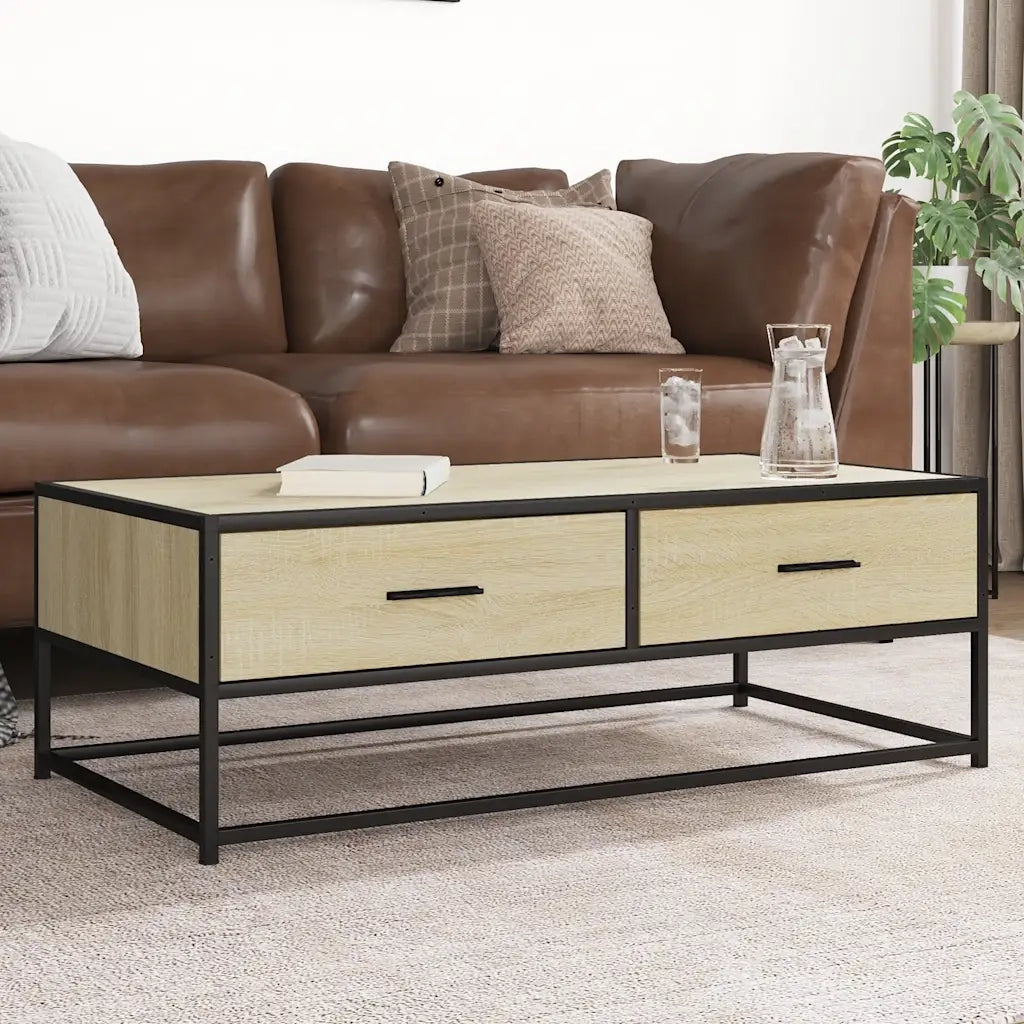 Tavolino Salotto Rovere Sonoma 100x50x35 cm Multistrato Metallo 848780