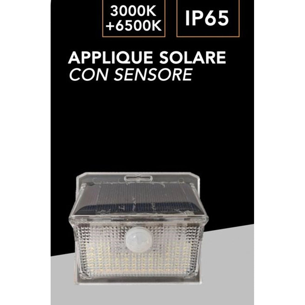 Trade Shop - Applique Solare Con Sensore Lampada Da Parete Led Giardino Luce 3000k+6500k Ip65 Ewa-02t-f -