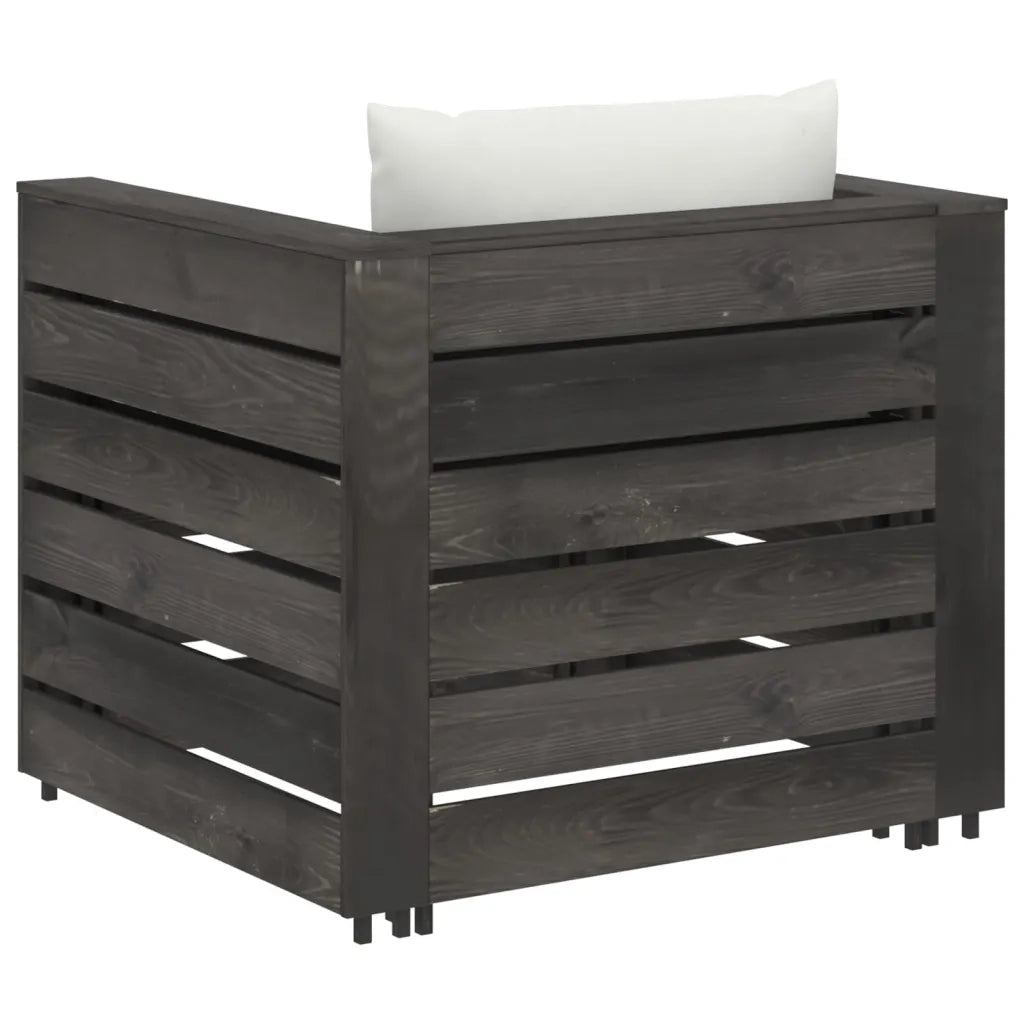 Set Salotto da Giardino 2pz | Set di Mobili da Esterno con Cuscini Legno Impregnato Grigio