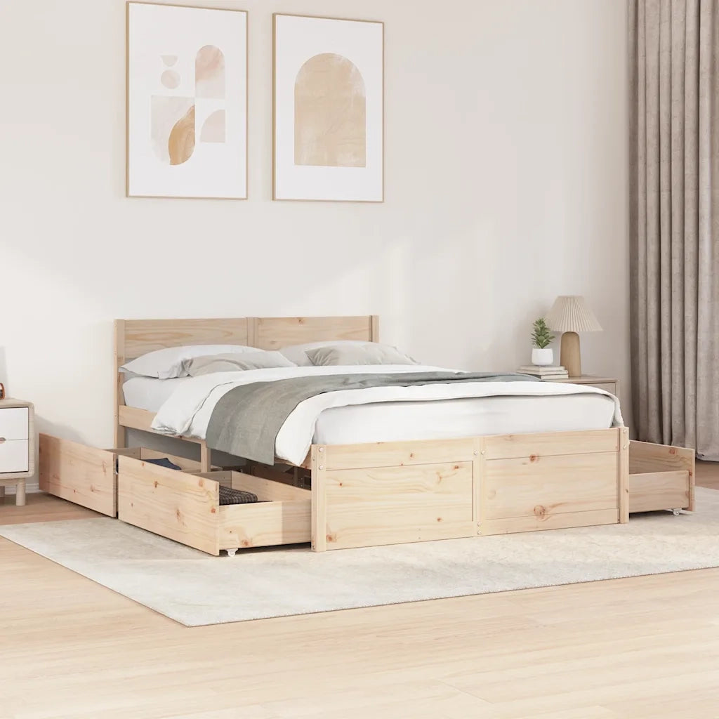 Letto senza Materasso 135x190 cm in Legno Massello di Pino 3282357