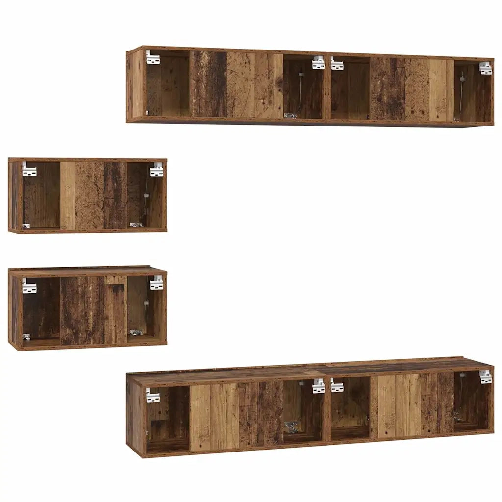 vidaXL Set di mobili TV 6 pcs Legno vecchio Media Legno multistrato