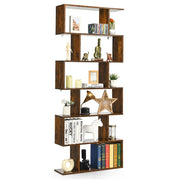 Libreria a 6 livelli a forma di S con dispositivo antiribaltamento-Scaffale di legno per casa e ufficio Caff¨¨