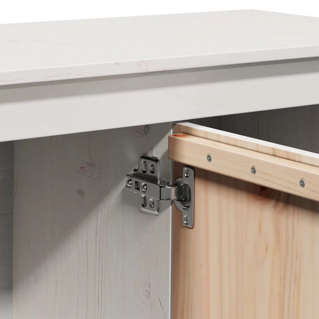 Mobile Porta TV Bianco 103x36,5x52 cm in Legno Massello di Pino 814590