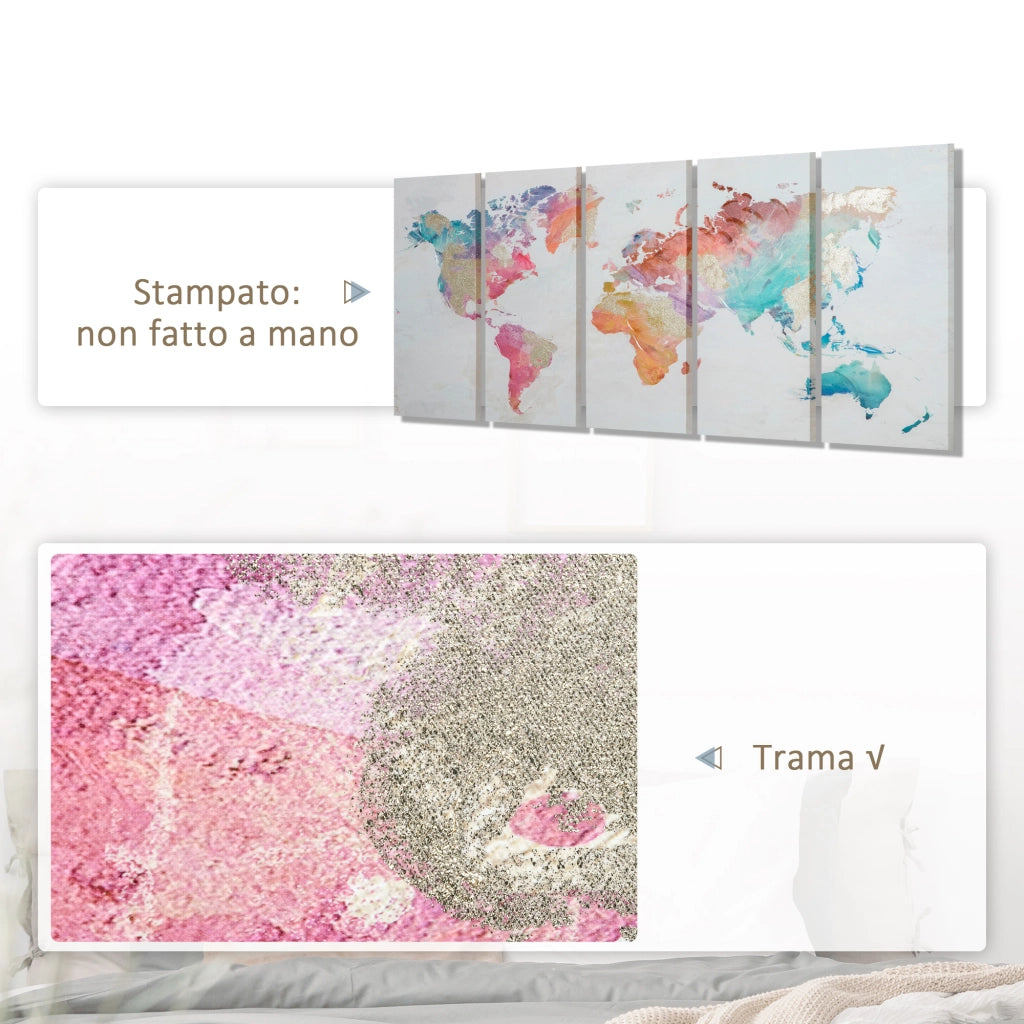 Quadri su Tela 5 Pezzi ¨C zephmum ¨C Multicolore, Legno di Pino, 80x40cm