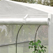 SERRA A TUNNEL PER GIARDINO CON 6 FINESTRE E PORTA A RULLO IN ACCIAIO E PE 3.5X3X2 M BIANCO