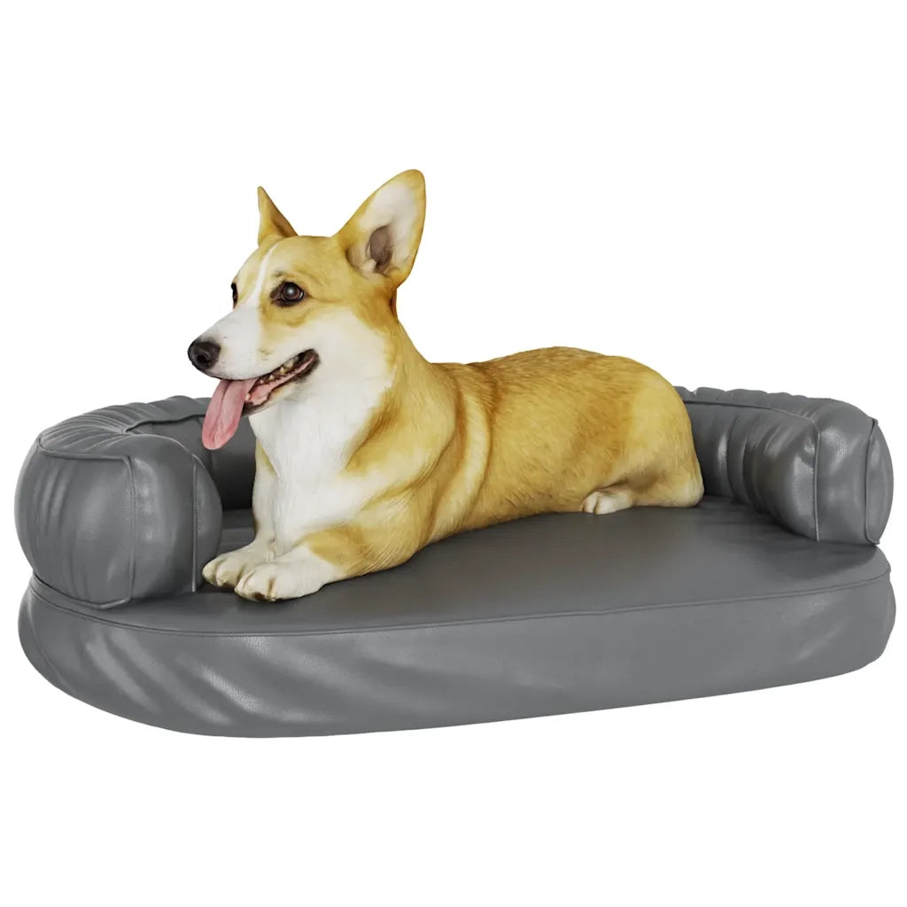 Letto per Cani Ergonomico Gommapiuma Grigio 75x53 cm Similpelle 171317