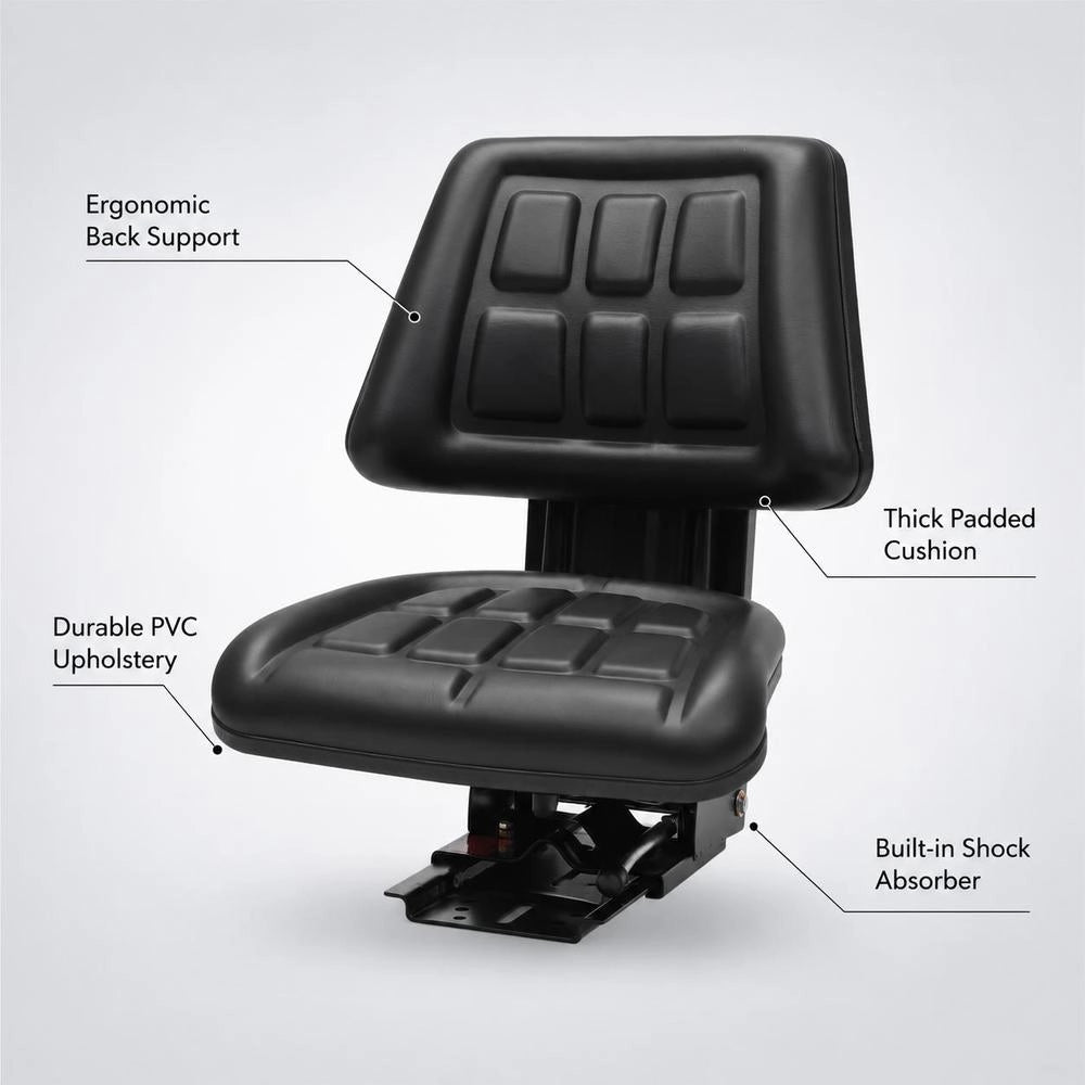 Tractor Seat With Suspension, Black